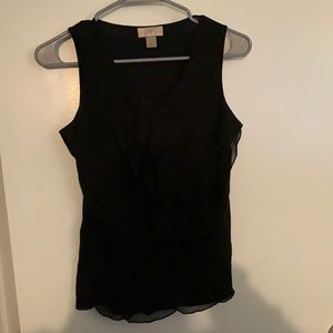 Black ruffle LOFT XS sleeveless blouse
